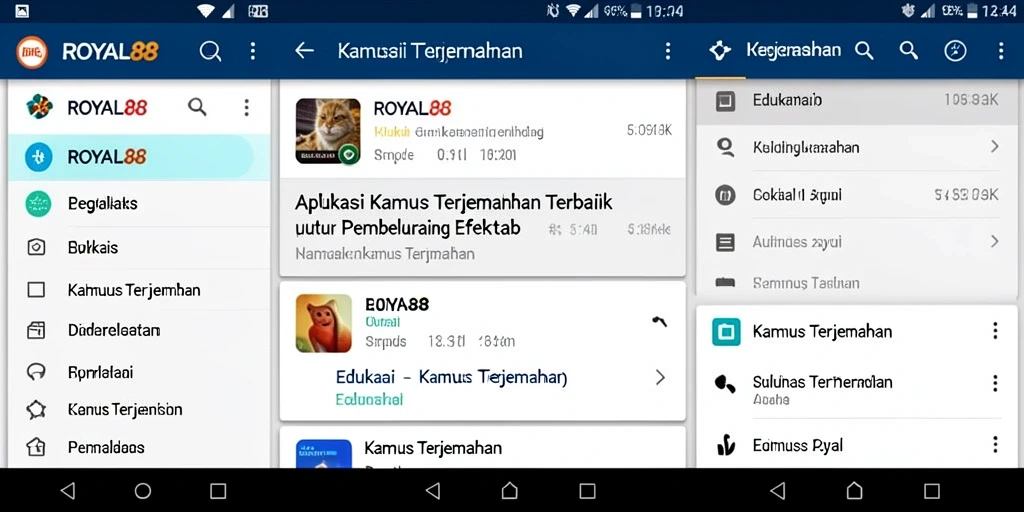 Antarmuka aplikasi ROYAL88 untuk terjemahan bahasa yang mudah dan intuitif.