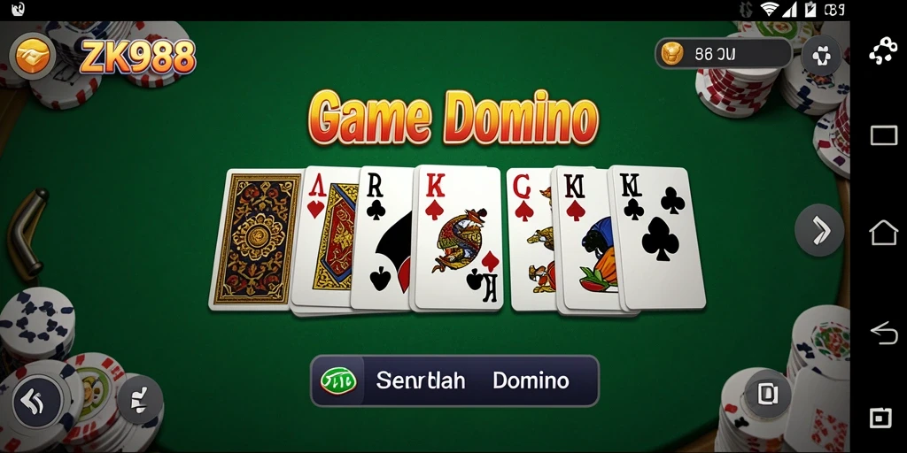Antarmuka pengguna ZK988 yang menarik dalam permainan Domino.